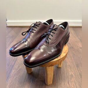 MEZLAN SOKA Elegant Men’s Burgundy Oxfords  Real Deerskin, Size 10.5